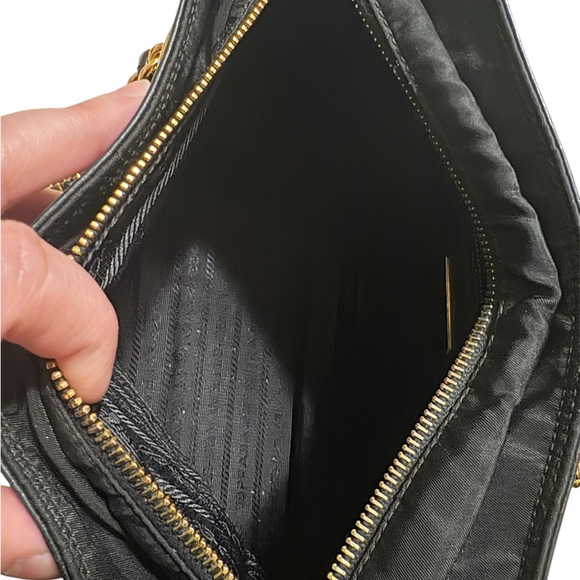 Prada Black Leather Chain Shoulder Bag GUC - Picture 12 of 13